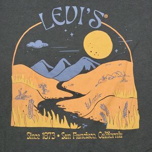 Levi's Graphic SS Army Green Tee Mountains & Valley - Size Medium